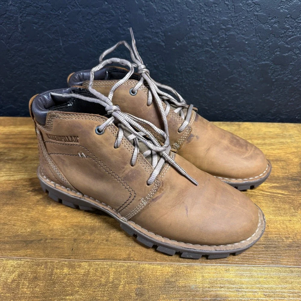 Caterpillar Fairbanks P722227 Brown Leather Chukka Work Boots Mens 9